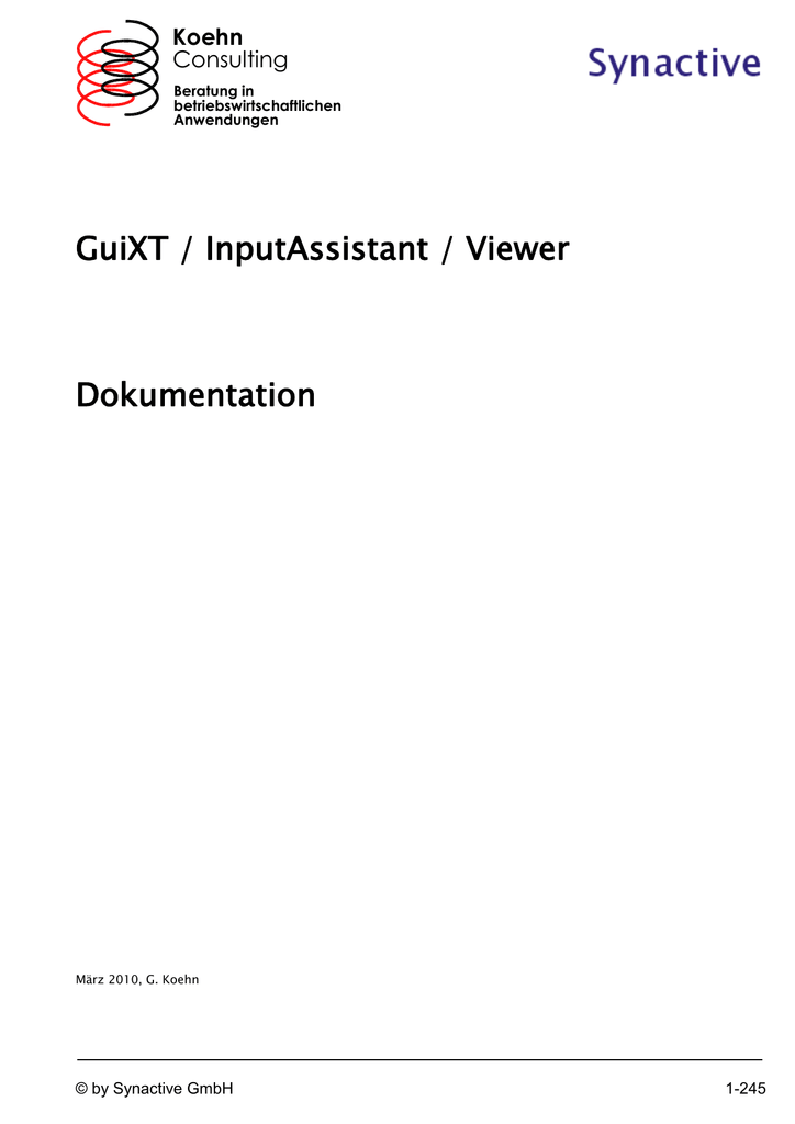 Guixt Inputassistant Viewer Dokumentation Manualzz