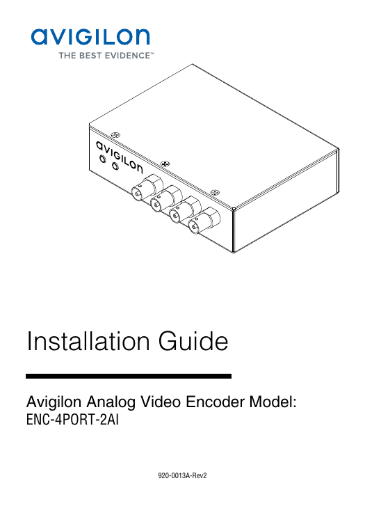 Avigilon ENC-4PORT-2AI Installation Guide | Manualzz