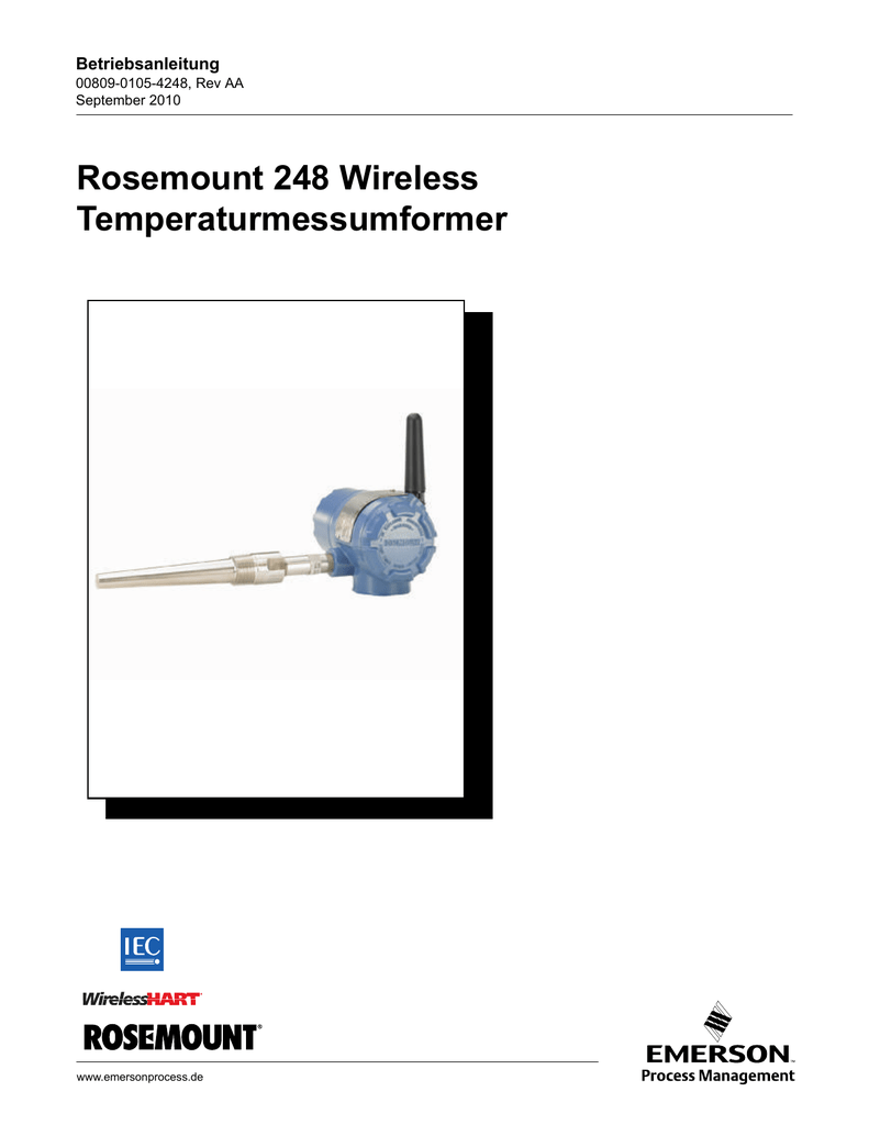 Rosemount 248 Wireless Temperaturmessumformer | Manualzz