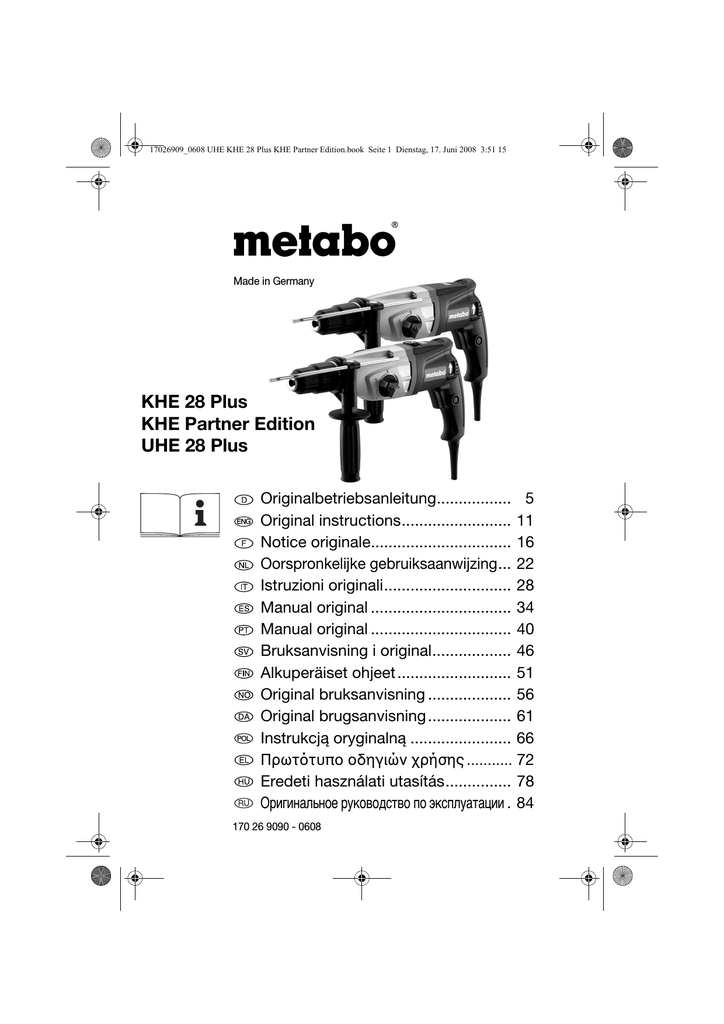 Metabo uhe 28 multi service manual