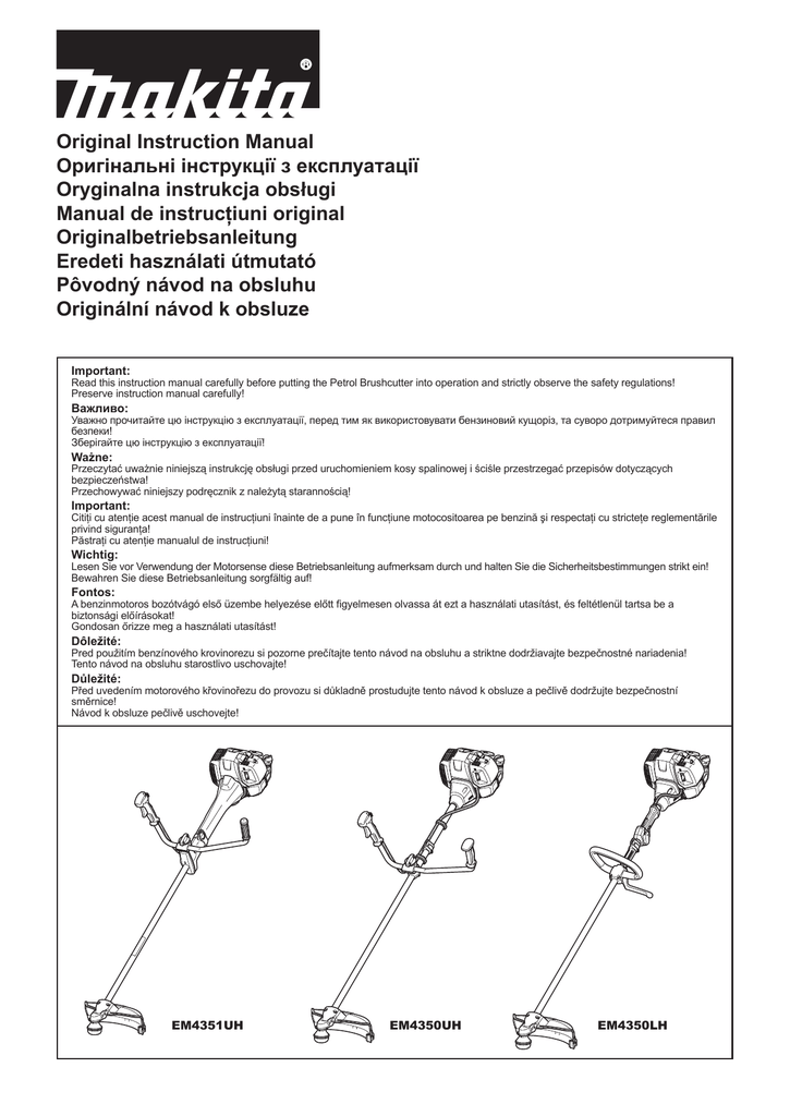 Original Instruction Manual Originalni Instrukciyi Z Ekspluataciyi