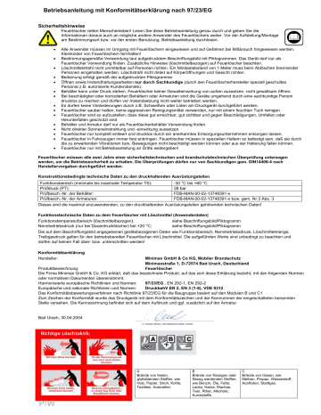 Betriebsanleitung mit Konformitätserklärung nach 97/23/EG | Manualzz