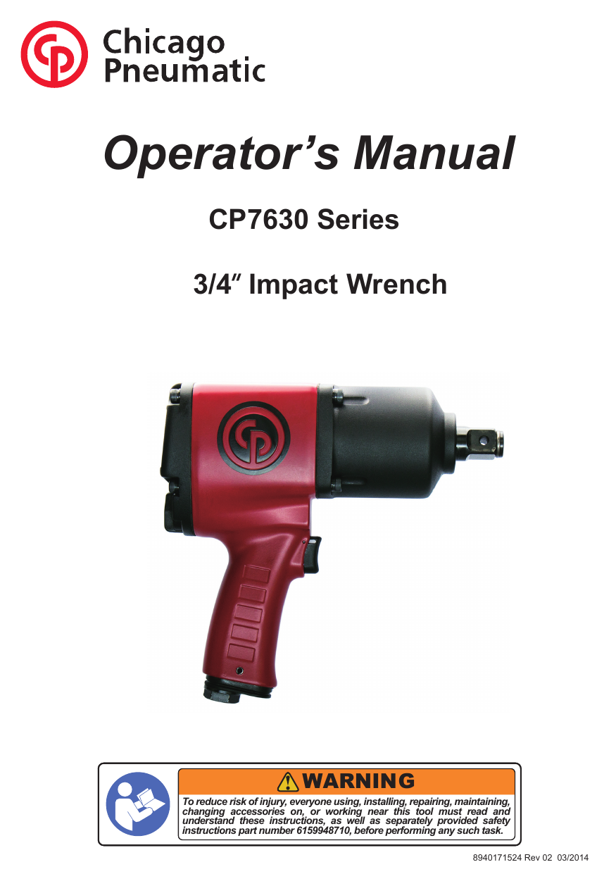 Operator's Manual CP7630 Series 3/4 Impact Wrench Manualzz