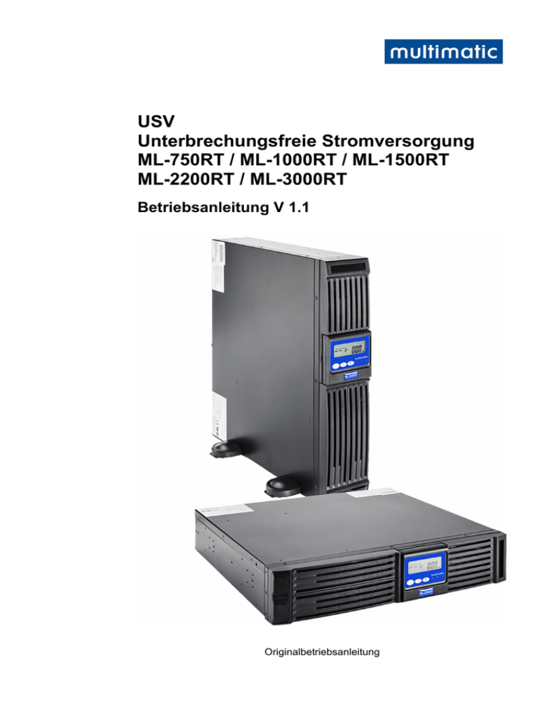 USV Unterbrechungsfreie Stromversorgung ML-750RT | Manualzz