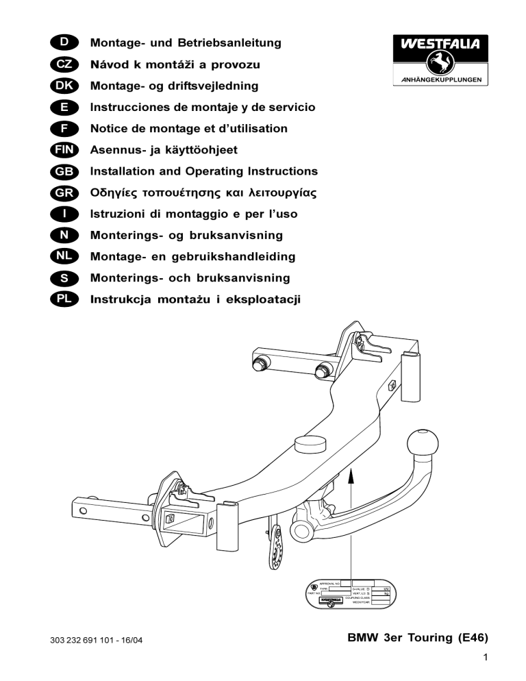 Bmw 3er Touring E46 D Montage Und Betriebsanleitung Manualzz