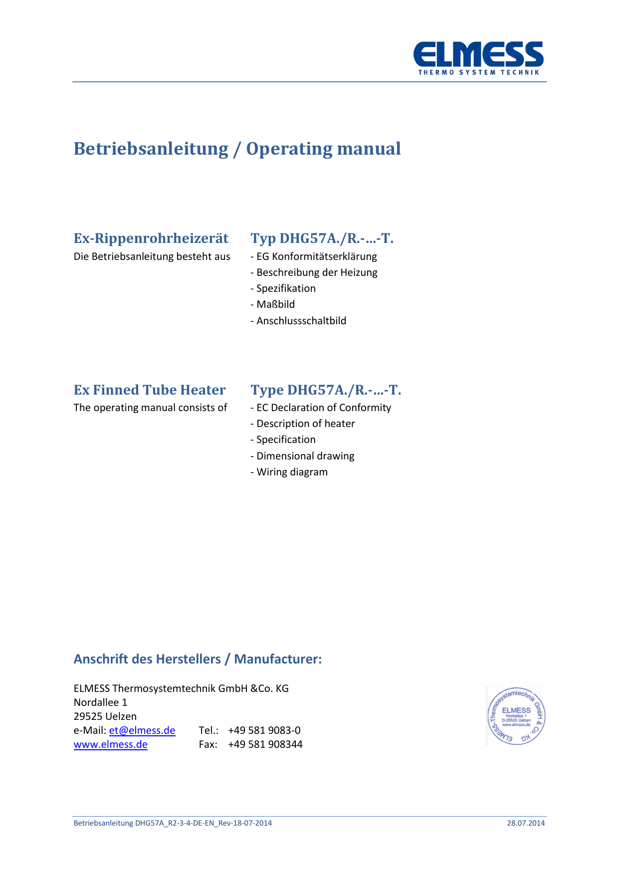 Dhg57a Elmess Thermosystemtechnik And Co Kg Manualzz 3506