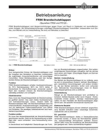 WILDEBOER Brandschutzklappen FR90 FR92 und FR120 Betriebsanleitung ...