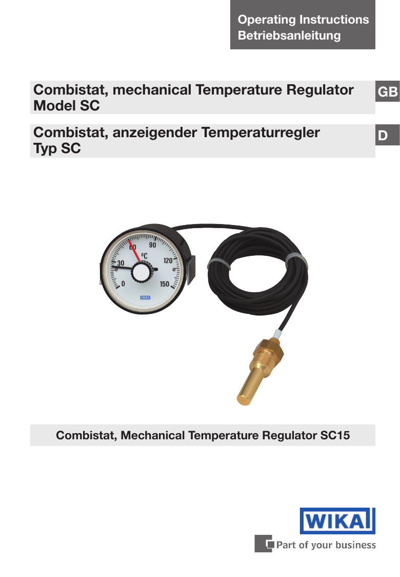 Expansion thermometer with micro switch Mechanical temperature regulator  Model SC15