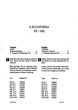 KJELDATHERM KB/KBL Instruction Manual