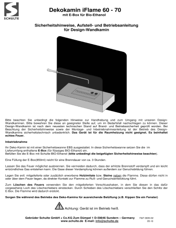 Dekokamin iFlame 60 - 70 Gebrauchsanweisung | Manualzz