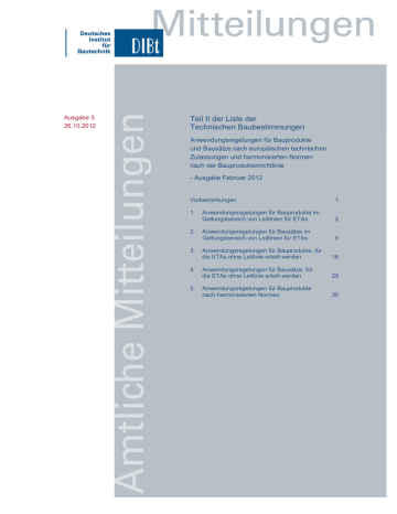 Teil II der Liste der Technischen Baubestimmungen | Manualzz