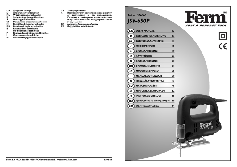 Ferm Jsm1001 User Manual Manualzz