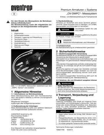 D 1 Allgemeine Hinweise Inhalt 2 Sicherheitshinweise 3 | Manualzz