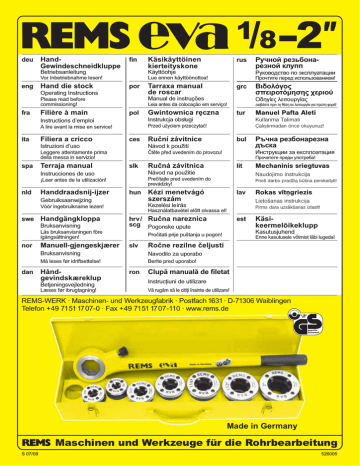 REMS eva Hand Die Stock User Manual | Manualzz
