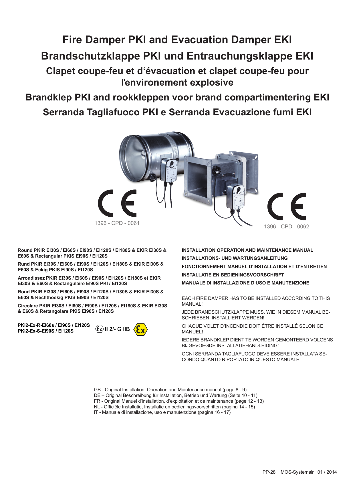 Fire Damper Pki And Evacuation Damper Eki Brandschutzklappe Manualzz