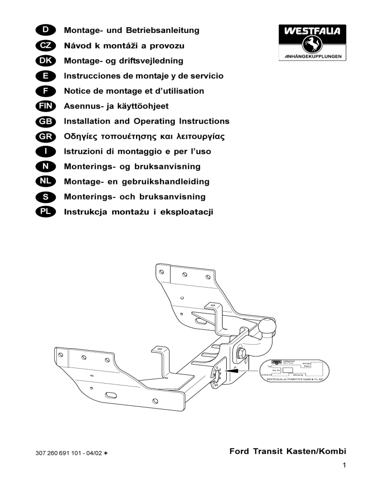 Ford Transit Kasten Kombi D Montage Manualzz