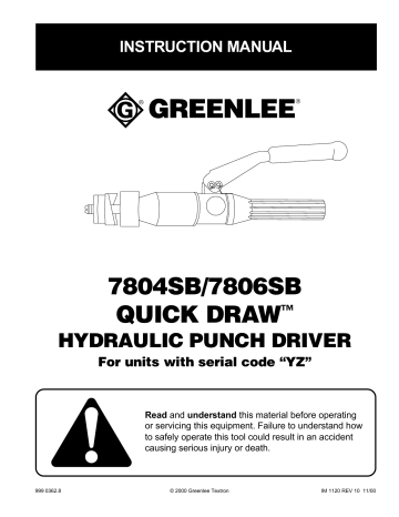 7804SB/7806SB Hydraulic Punch Driver | Manualzz