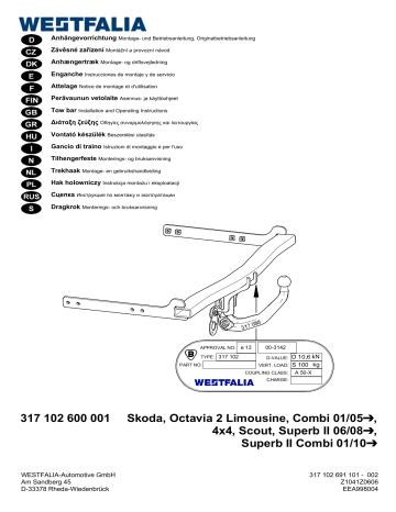 317 102 600 001 Skoda, Octavia 2 Limousine, Combi 01/05 , 4x4 | Manualzz