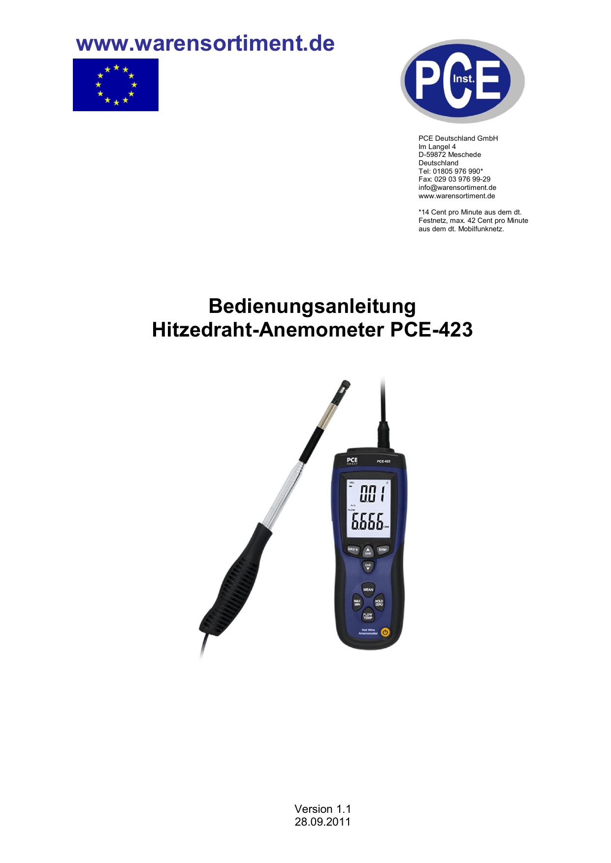 Bedienungsanleitung HitzedrahtAnemometer Manualzz