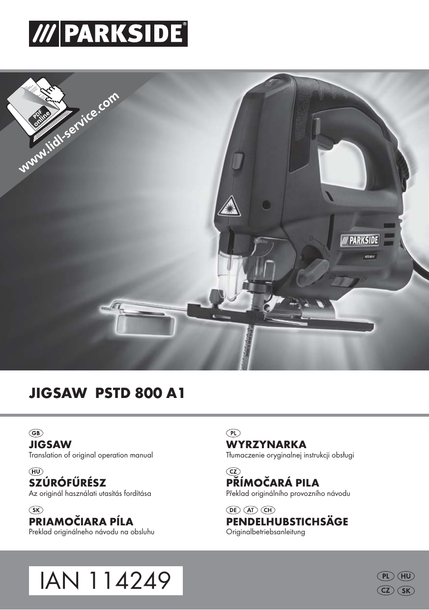 Parkside PSTD 800 A1 Jigsaw Operating Instructions Manualzz