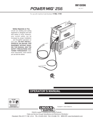 Maintenance. Lincoln Electric POWER MIG 256 | Manualzz