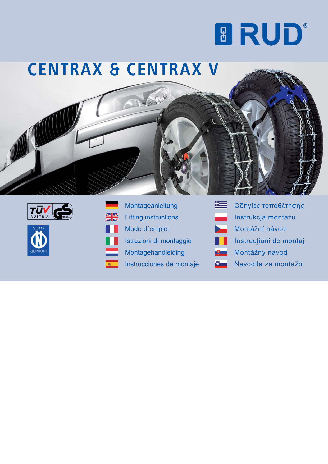 CENTRAX & CENTRAX V RUD Snow Chains from SECURETECH Manualzz