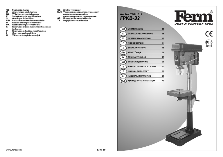 Ferm Tdm1011 User Manual Manualzz