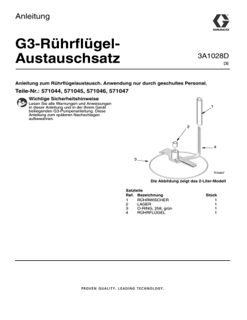 Graco 3A1028D, G3 Paddle Replacement Kit Bedienungsanleitung | Manualzz