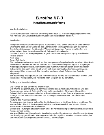 Euroline KT-3 Installationsanleitung | Manualzz