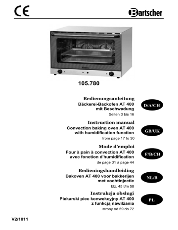 Bartscher 105780 Convection oven AT400 humidity Operating instructions | Manualzz
