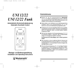 Vestamatic UNI 12/22 sunshade control Installation and Operating Instructions