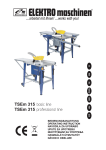 Tischkreiss&auml;ge basic line TSEm 315, Tischkreiss&auml;ge professional line TSEm 315 Bedienungsanleitung