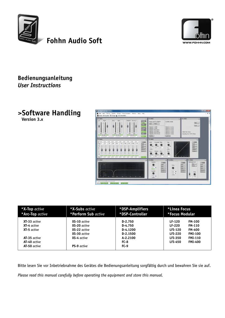 Software Handling Fohhn Audio Soft Manualzz