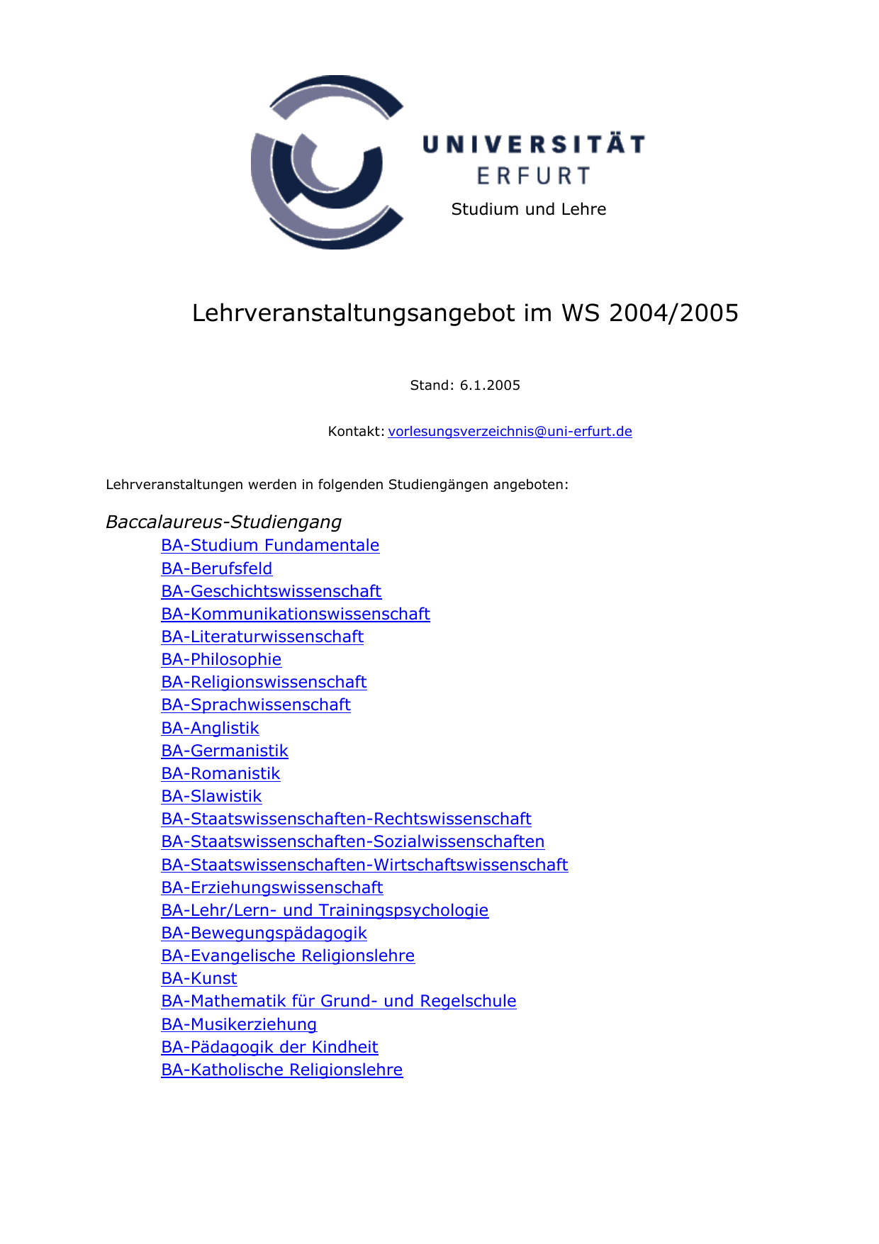 Lehrveranstaltungsangebot Im Ws 2004 2005 Manualzz