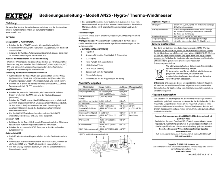 Extech Instruments AN25 User manual | Manualzz