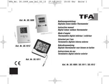 TFA Digital Indoor-Outdoor Thermometer, 30.1009, 30.1012 El manual del  propietario