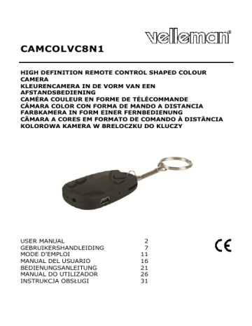 Velleman CAMCOLVC8N1 Manual do usuário | Manualzz