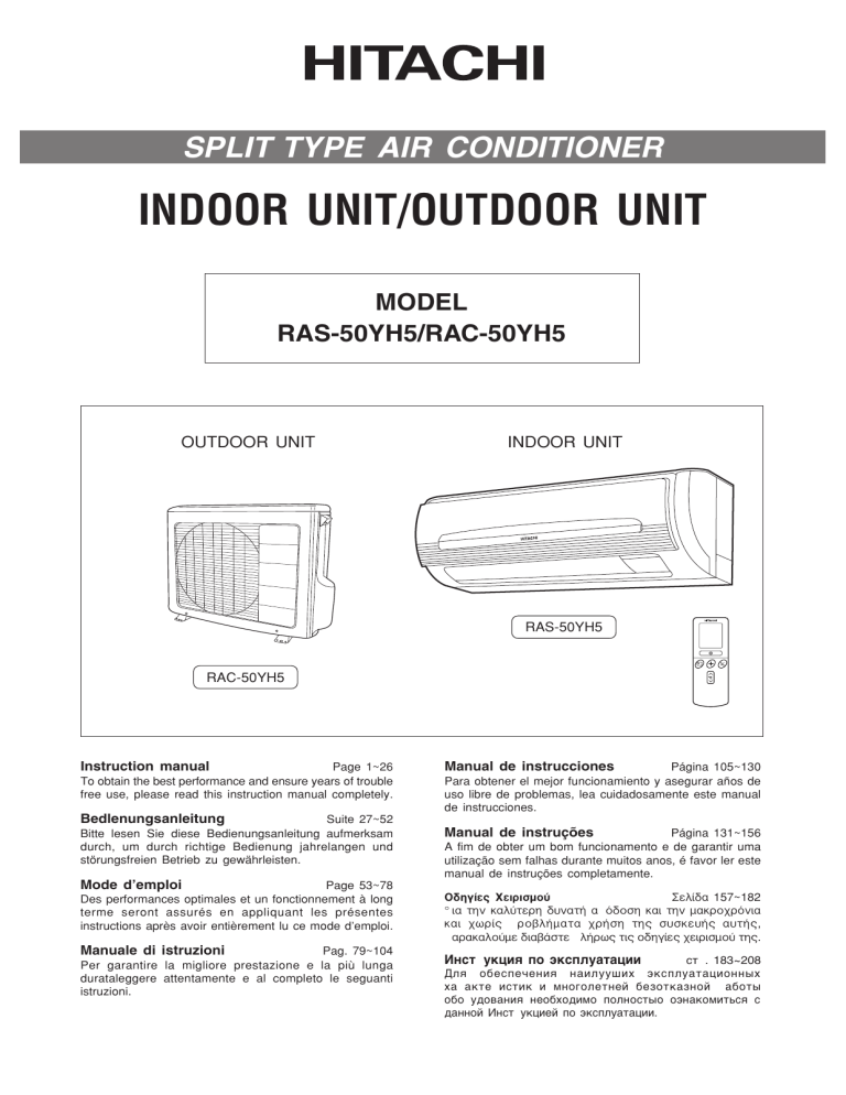 Ras 50yh5 Rac 50yh5 Hitachi Air Conditioning Products Manualzz