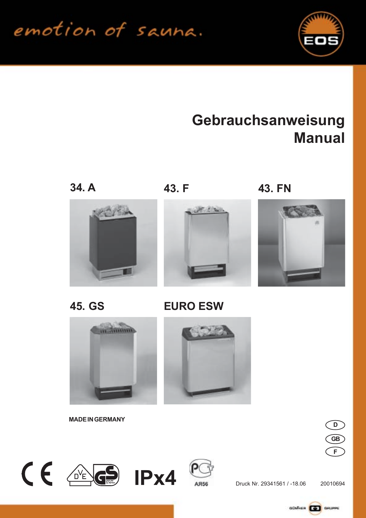 EOS Saunaofen 12,0 kW Euro-Max Standofen