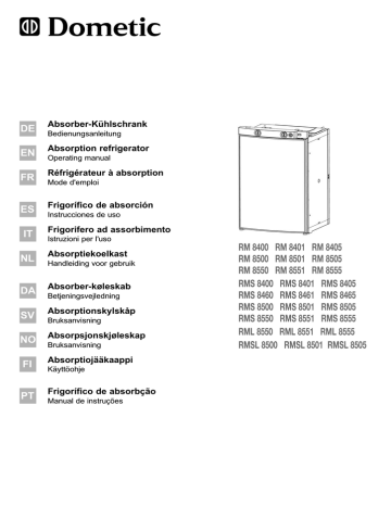 Dometic RM 8400-RM 8555 - RMS 8400-RMSL 8505 Absorption-refrigerator Operating Manual | Manualzz