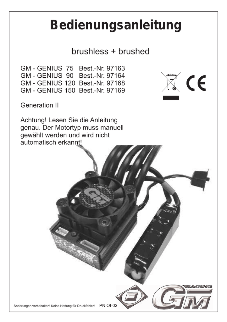 Anleitung GMGENIUS BRUSHLESS Regler Manualzz