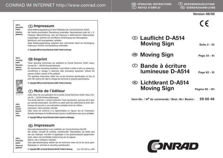 Lauflicht D A514 Moving Sign Moving Sign Bande Aide En Manualzz