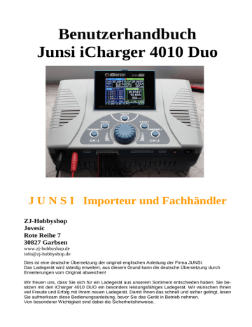 Deutsche Anleitung Für Junsi ICharger 4010 Duo | Manualzz