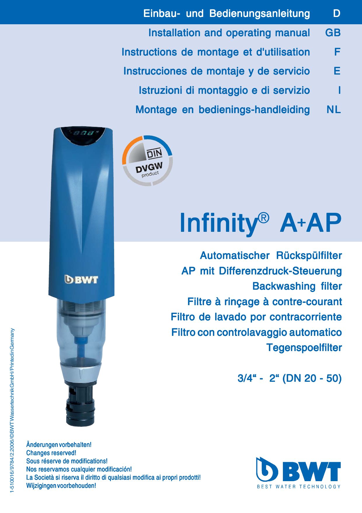 1 Bwt Infinity A Ap 05 09 Alle Sprachen Manualzz