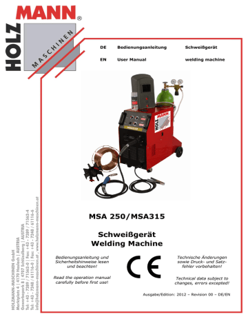 Holzmann | MIG/MAG welding unit MSA 315 | MIG/MAG welding unit MSA 250 ...