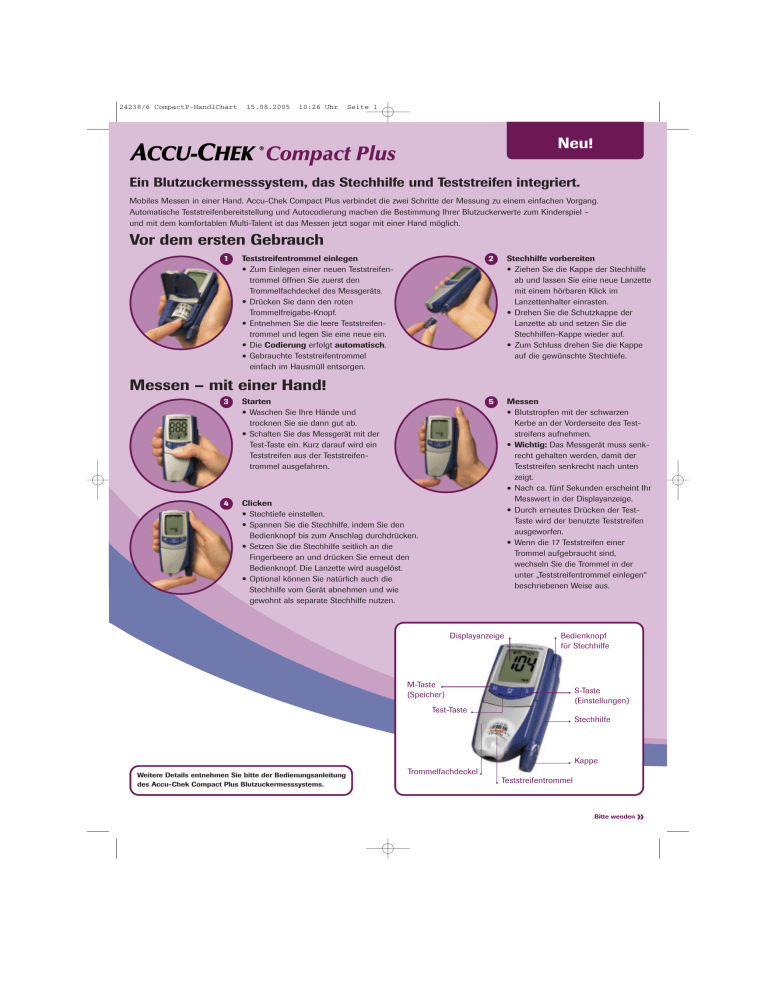 Accu-Chek Compact Plus - Kurzbedienungsanleitung deutsch | Manualzz
