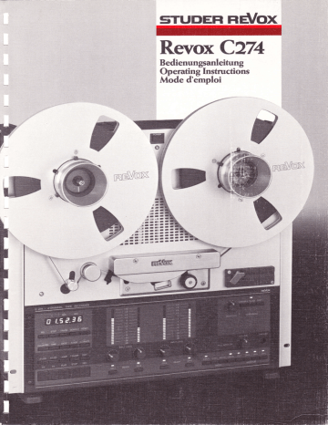 STUDER REVOX C274 Operating Instructions Manual | Manualzz