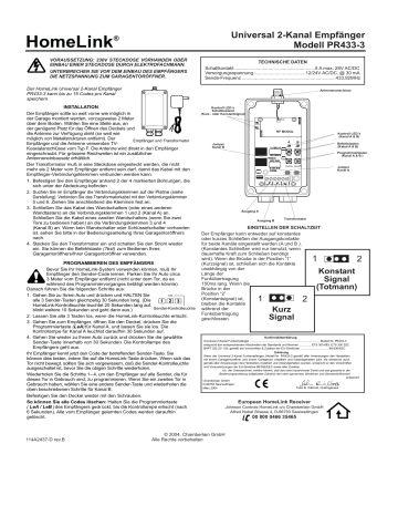 HomeLink® - Chamberlain | Manualzz