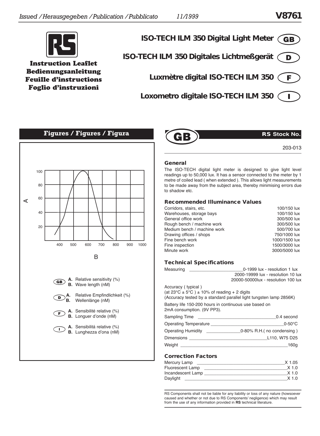 Iso Tech Ilm 350 Digital Light Meter Luxmetre Digital Iso Manualzz