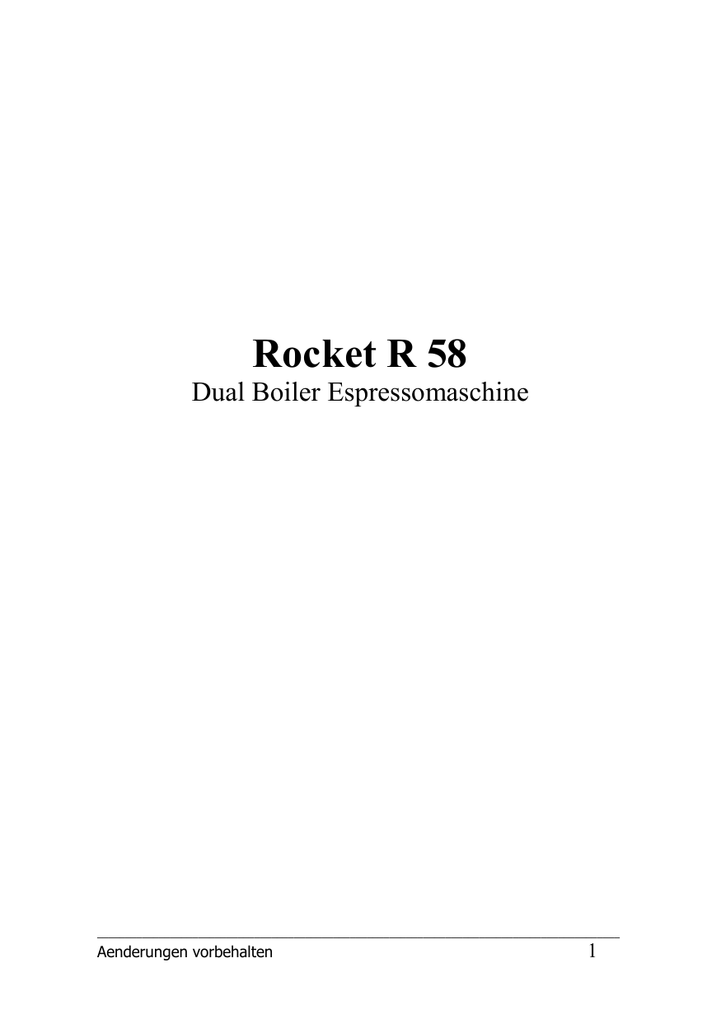 Bedienungsanleitung Rocket R58 Manualzz